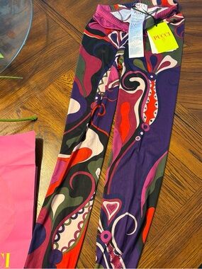 Emilio Pucci Purple Multicolor Printed Stretch Leggings